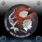 2oz NIUE $2Dollras 2021 Dinosaur (Impact Moments - Meteorite) BU